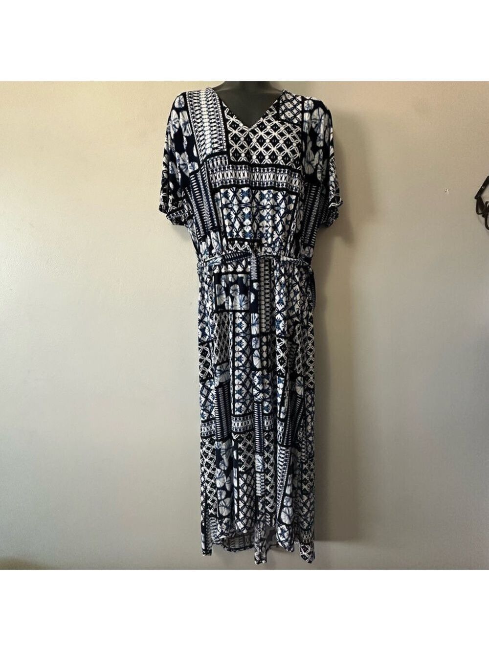 Westport Navy and White Patterned Midi Dress Mesium